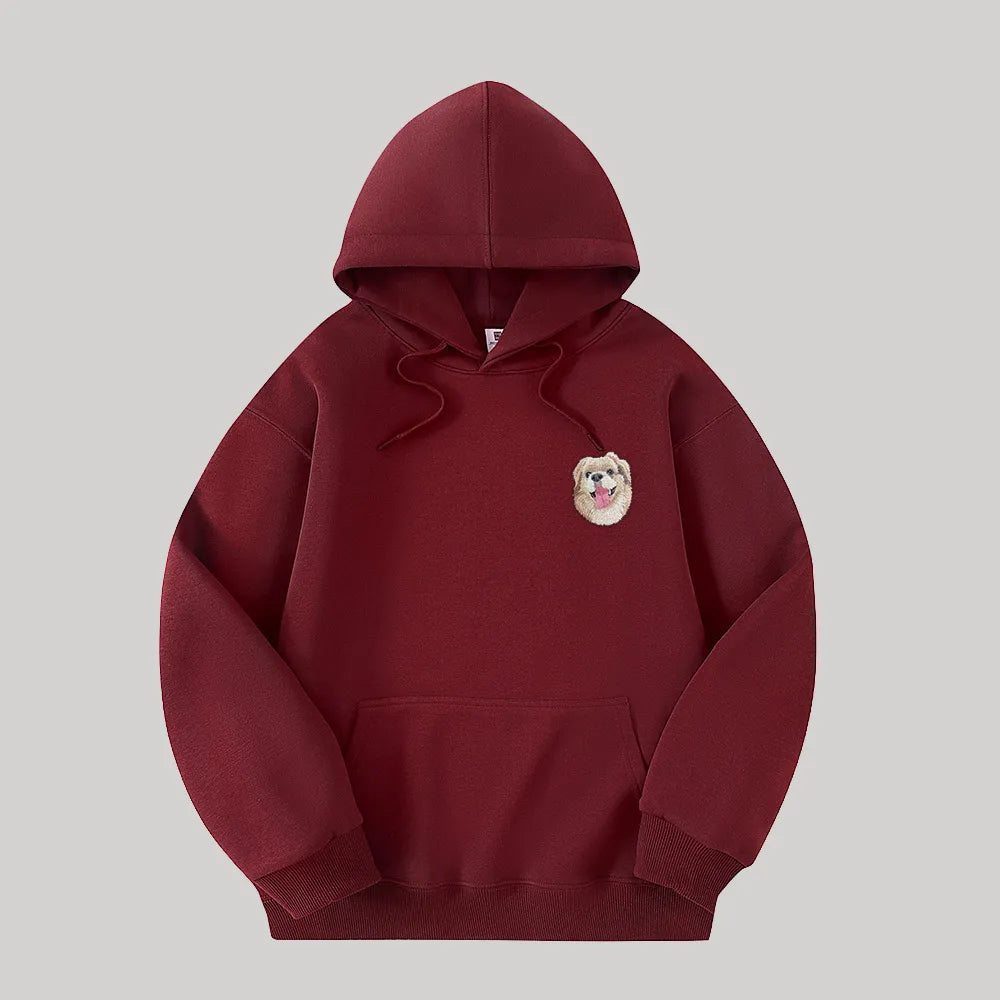 Custom Hooded Sweatshirt with Pet Portrait – 320g Solid Color Design Hoodie