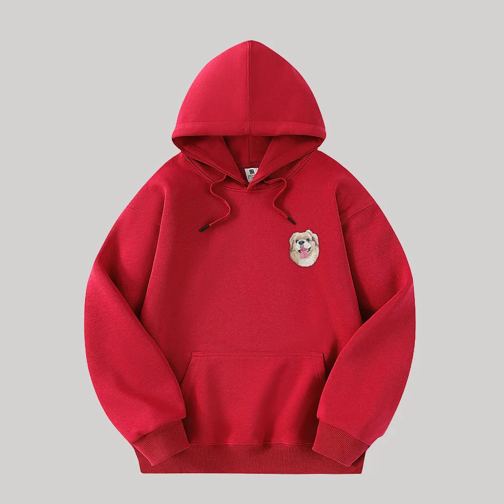 Custom Hooded Sweatshirt with Pet Portrait – 320g Solid Color Design Hoodie