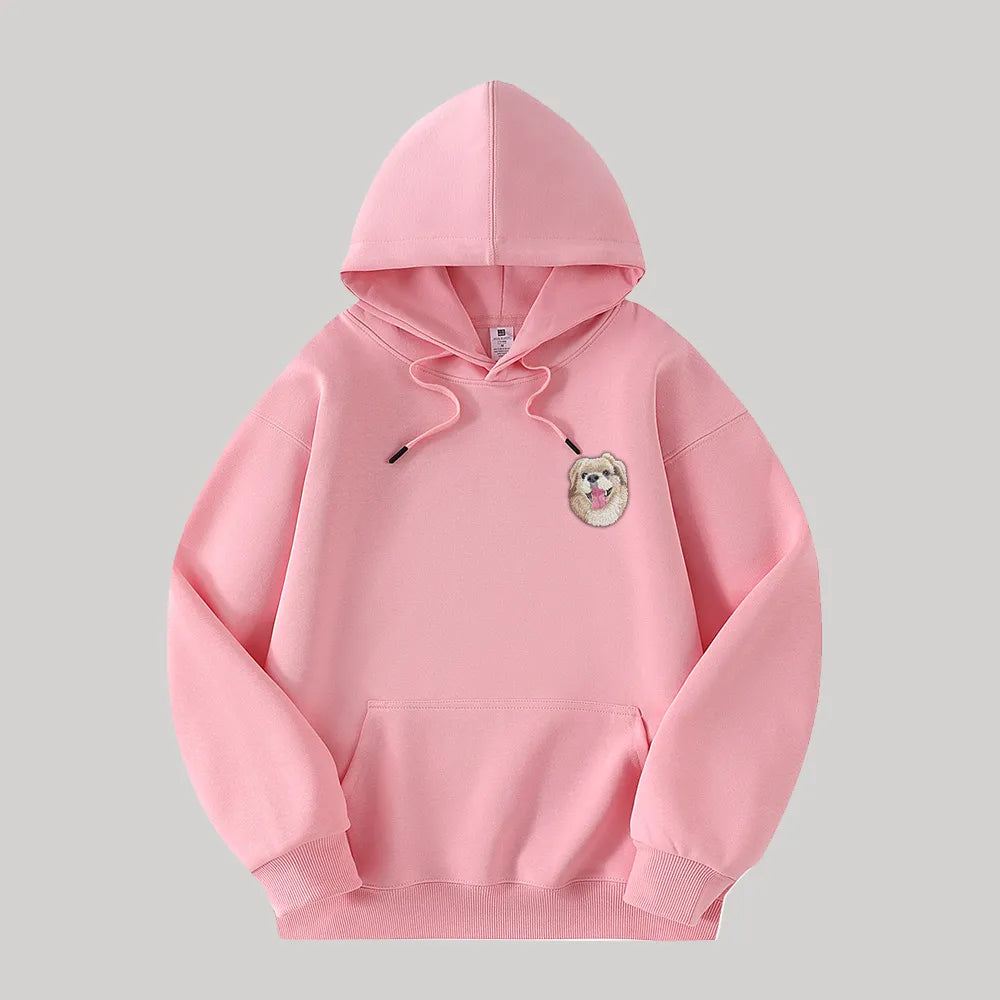 Custom Hooded Sweatshirt with Pet Portrait – 320g Solid Color Design Hoodie