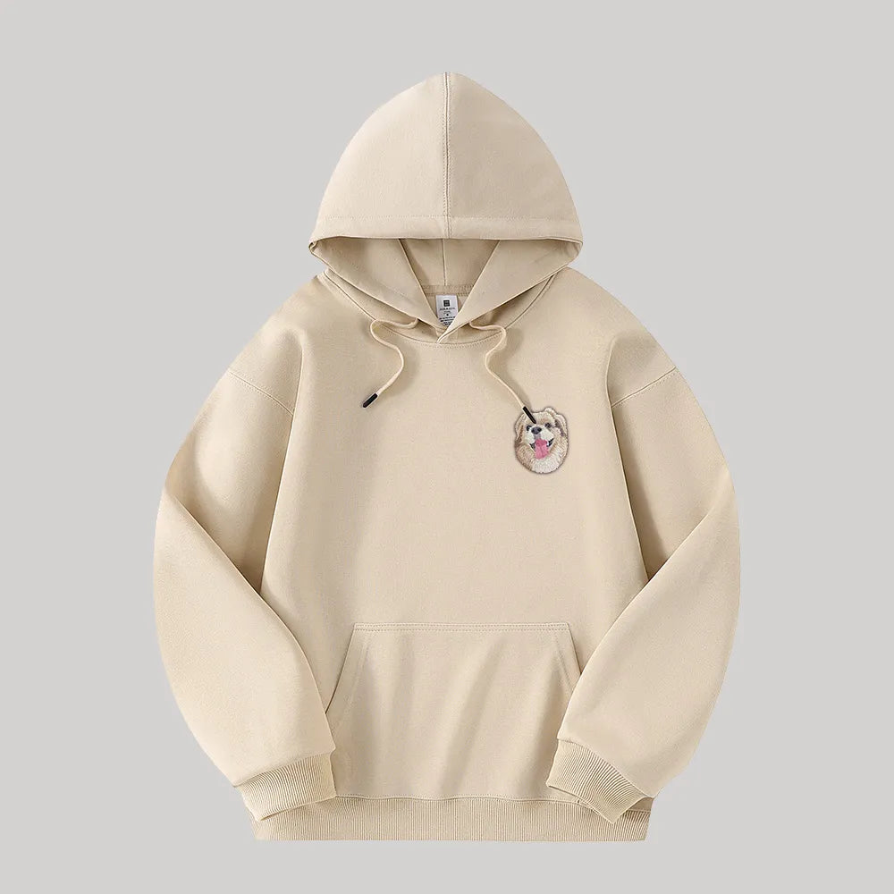Custom Hooded Sweatshirt with Pet Portrait – 320g Solid Color Design Hoodie