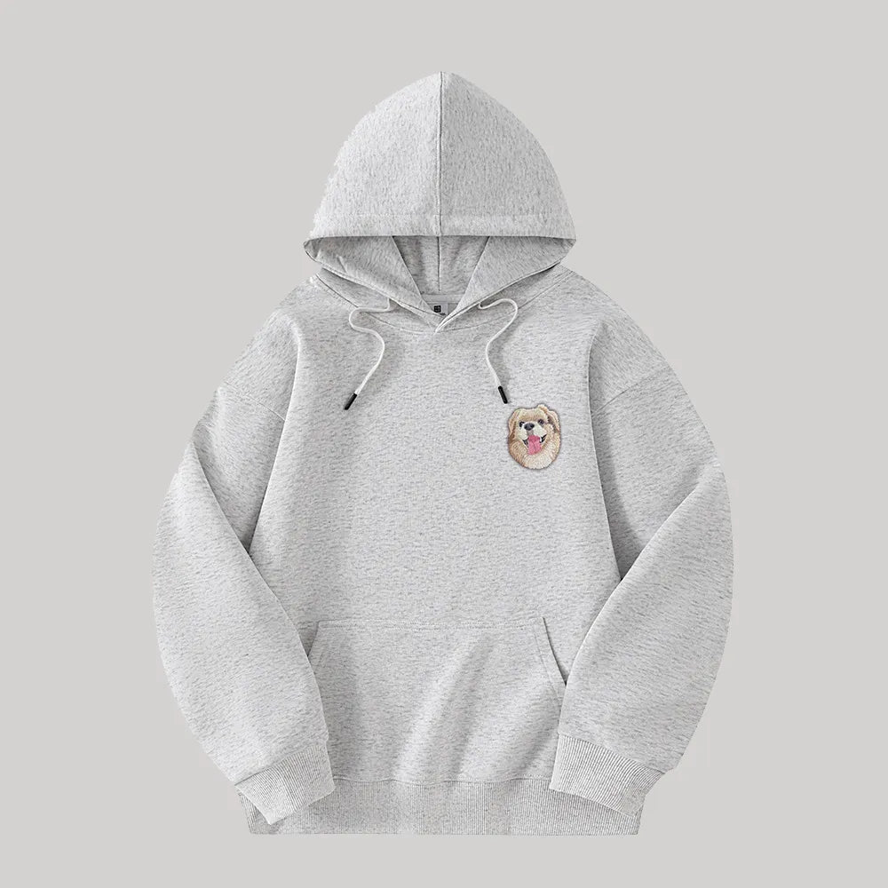 Custom Hooded Sweatshirt with Pet Portrait – 320g Solid Color Design Hoodie