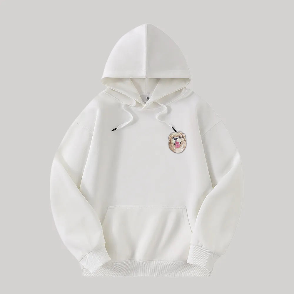 Custom Hooded Sweatshirt with Pet Portrait – 320g Solid Color Design Hoodie