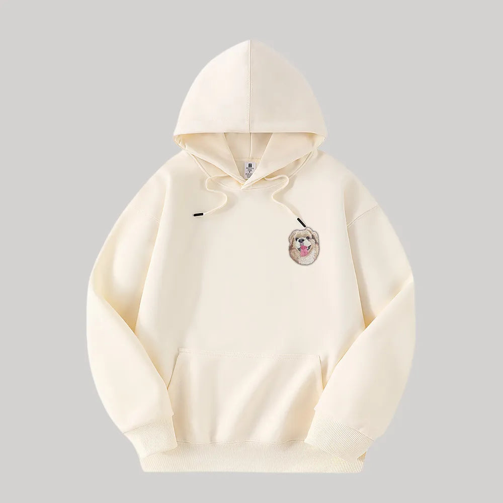 Custom Hooded Sweatshirt with Pet Portrait – 320g Solid Color Design Hoodie