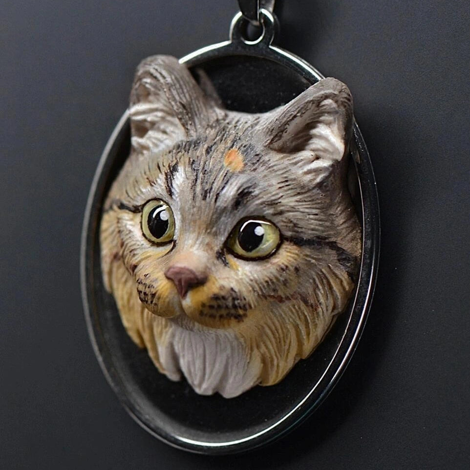 Custom Pet Portrait Clay Necklace