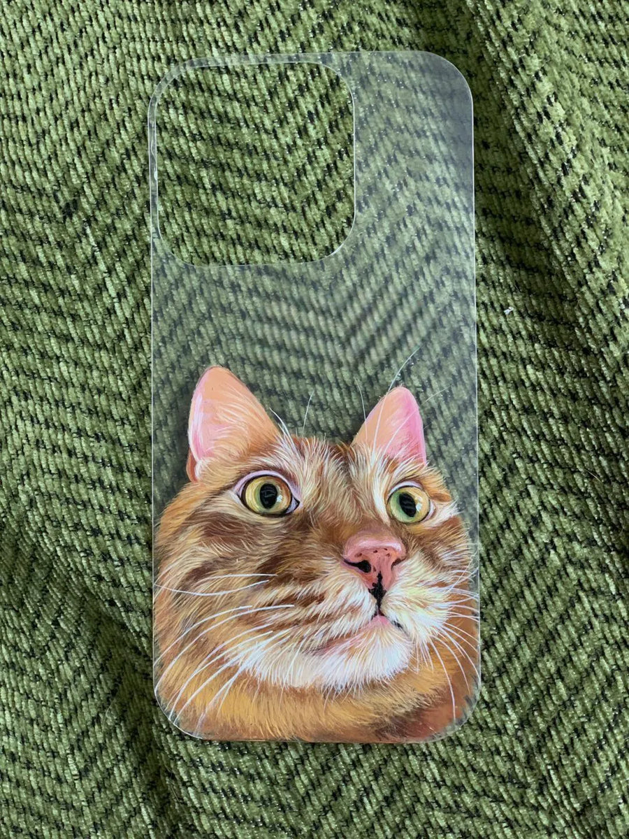 Custom pet portrait oil painting phone case from PetDecorArt