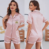 Custom Short Sleeve Pajamas With Hand Embroidered Pet Portrait