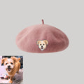 Custom Wool Beret Hat with Pet Portrait - Personalized Caps for Pet Lovers