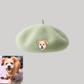 Custom Wool Beret Hat with Pet Portrait - Personalized Caps for Pet Lovers