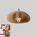 Custom Wool Beret Hat with Pet Portrait - Personalized Caps for Pet Lovers