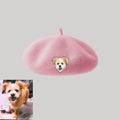 Custom Wool Beret Hat with Pet Portrait - Personalized Caps for Pet Lovers