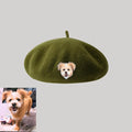 Custom Wool Beret Hat with Pet Portrait - Personalized Caps for Pet Lovers
