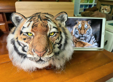 Customized tiger wool felt portrait