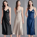 Embroidered Custom Photo Pajamas – Side-Slit Long Slip Dress
