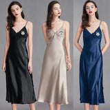 Embroidered Custom Photo Pajamas – Side-Slit Long Slip Dress