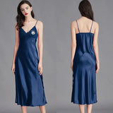 Embroidered Custom Photo Pajamas – Side-Slit Long Slip Dress