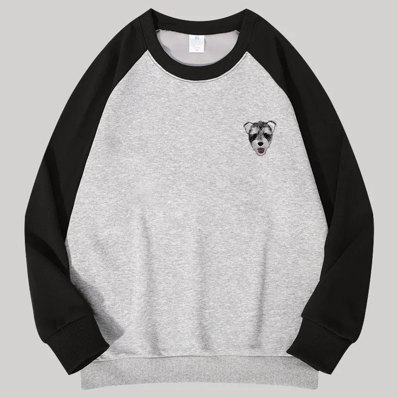 Embroidered Two-Tone Custom Sweatshirt With Pet Portrait