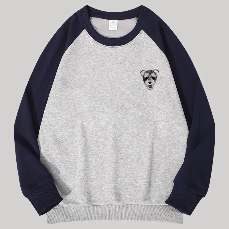 Embroidered Two-Tone Custom Sweatshirt With Pet Portrait