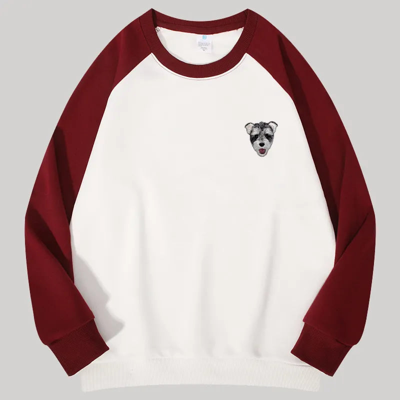 Embroidered Two-Tone Custom Sweatshirt With Pet Portrait
