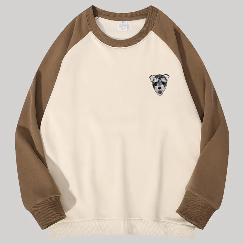 Embroidered Two-Tone Custom Sweatshirt With Pet Portrait
