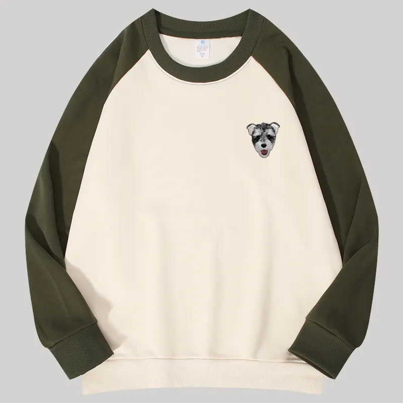 Embroidered Two-Tone Custom Sweatshirt With Pet Portrait