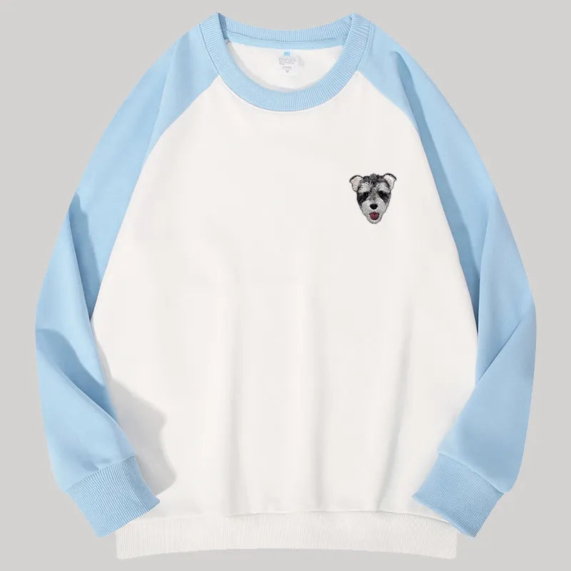 Embroidered Two-Tone Custom Sweatshirt With Pet Portrait