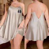 Oversized Slip Dress with Custom Embroidered Pet Portrait