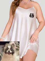 Oversized Slip Dress with Custom Embroidered Pet Portrait | PetDecorArt