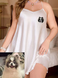 Oversized Slip Dress with Custom Embroidered Pet Portrait | PetDecorArt