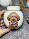 Paw Print Urn – Customized Ceramic Pet Urn for Pets Up to 26kg with Hand-Painted Portrait