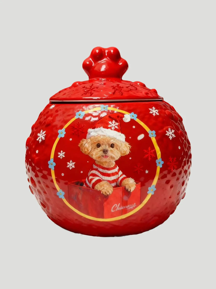 PetDecorArt Pet Planet ceramic urn with a hand-painted pet portrait