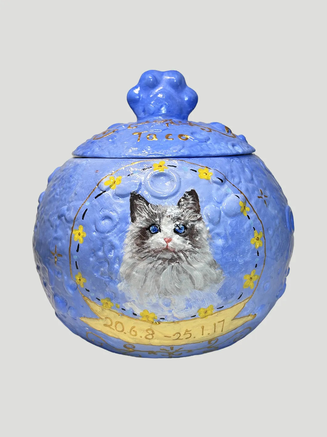 Pet Planet Urn – Customized Ceramic Pet Urn with Hand-Painted Pet Portrait