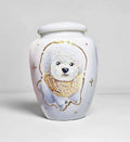 Tall Urn – Customized Ceramic Pet Urn with Hand-Painted Pet Portrait for Small Dogs & Pets
