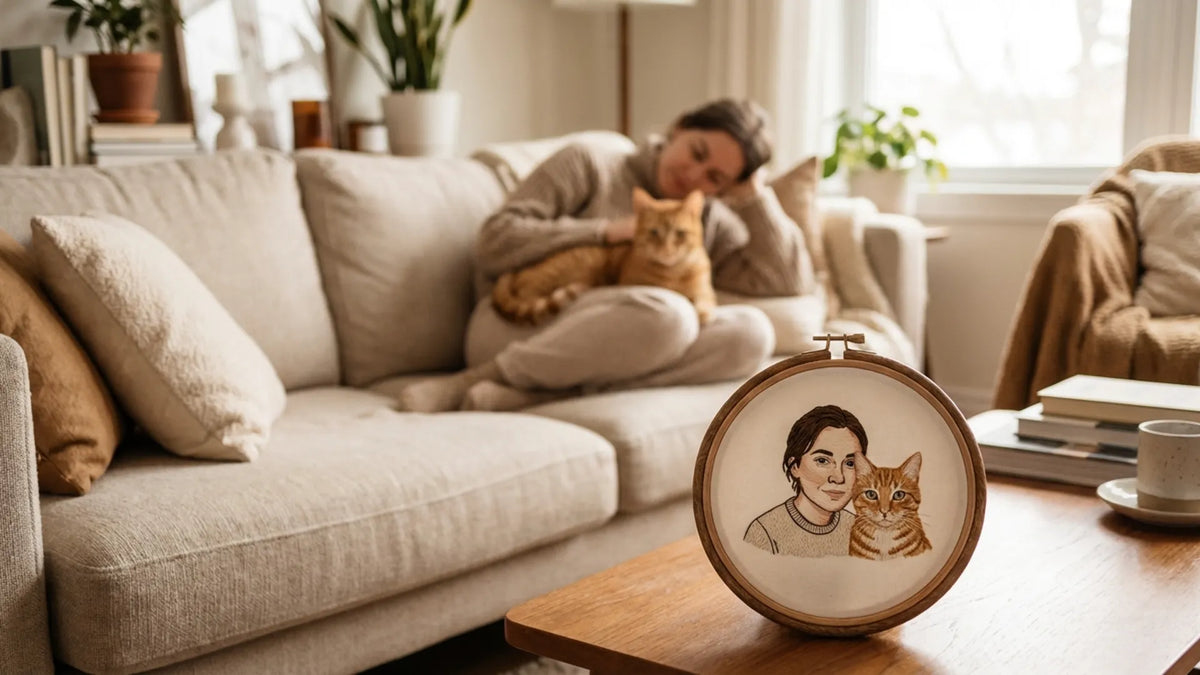 Cat and owner custom portrait