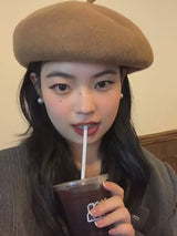 Custom Wool Needle Felt Embroidered Beret Hat with Pet Portrait